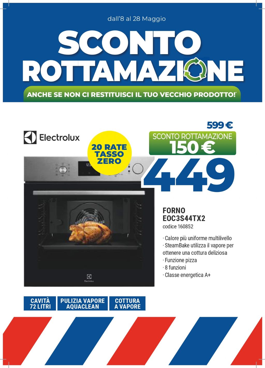 ELECTROLUX EOC3S44TX2 FORNO INCASSO 72LT